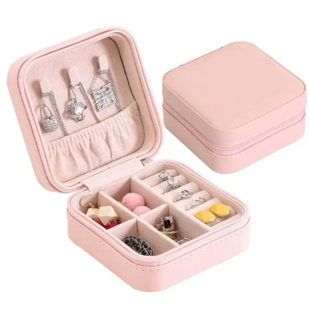 NWT hot pink travel jewelry box storage case rings, earrings, necklaces vegan